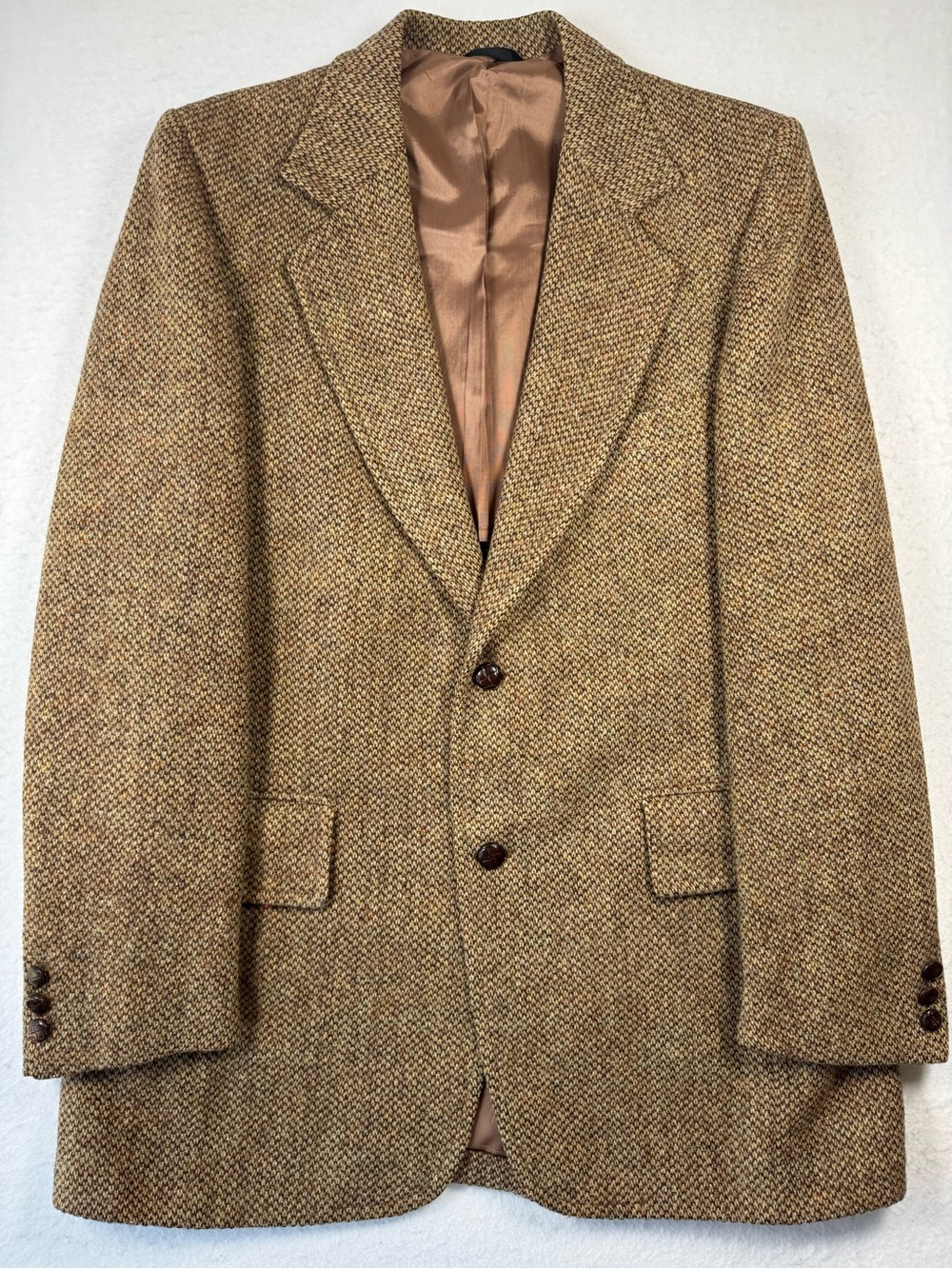 Vintage Harris Tweed Wool Blazer Brown Tweed Sport Coat USA 40R